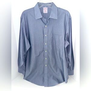 Brooks Brothers “Madison” non iron, blue, pink stripe dress‎ shirt sz 16.5, 34